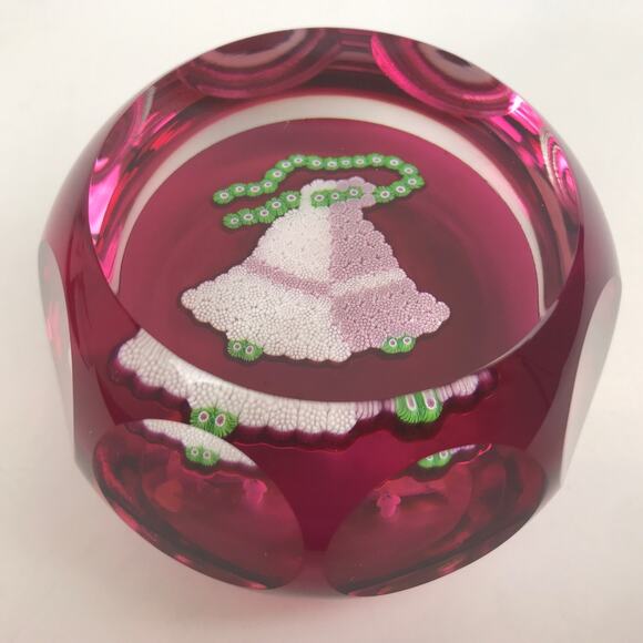 Perthshire 1977 Christmas Bells Closepack Millefiori Faceted Holiday Paperweight - Picture 2 of 14